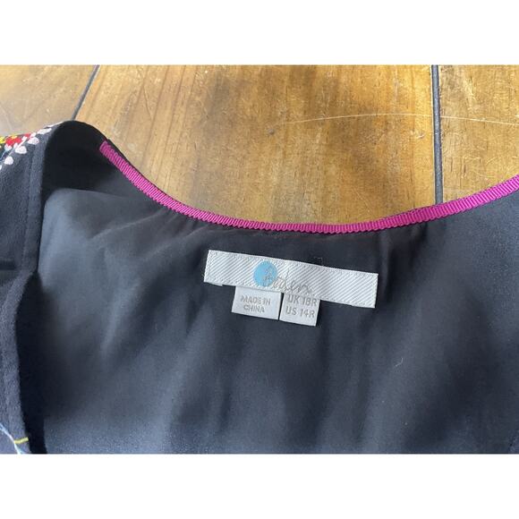 Boden Polka Dot Floral Black Ivy Boho Midi Dress US 14R - Picture 3 of 10